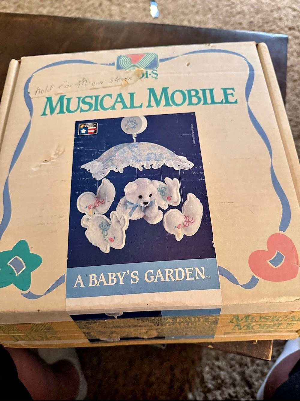 JUDIS A Baby's Garden Musical Mobile Baby Musical Mobile in White & Blue vintage
